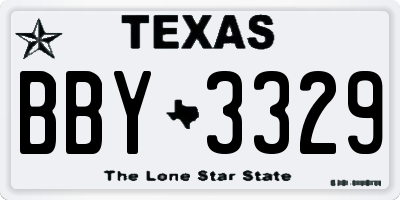 TX license plate BBY3329