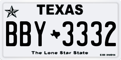 TX license plate BBY3332