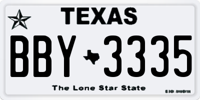 TX license plate BBY3335