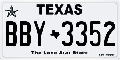 TX license plate BBY3352
