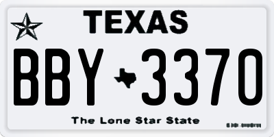 TX license plate BBY3370