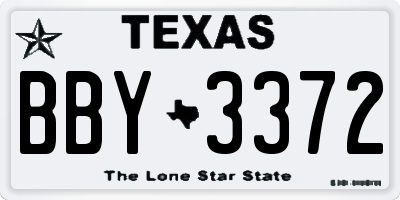 TX license plate BBY3372