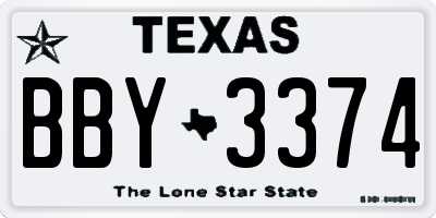 TX license plate BBY3374