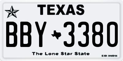 TX license plate BBY3380