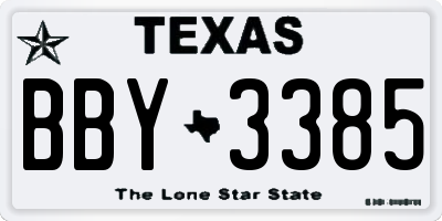 TX license plate BBY3385