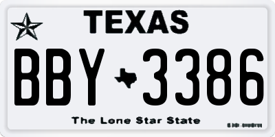 TX license plate BBY3386