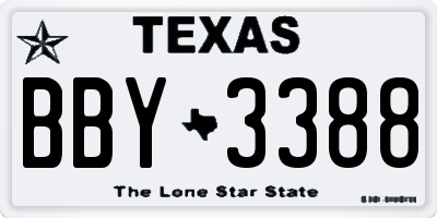 TX license plate BBY3388