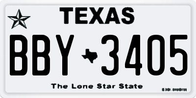 TX license plate BBY3405