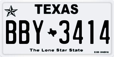 TX license plate BBY3414