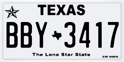 TX license plate BBY3417