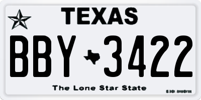 TX license plate BBY3422