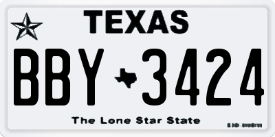 TX license plate BBY3424
