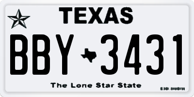 TX license plate BBY3431