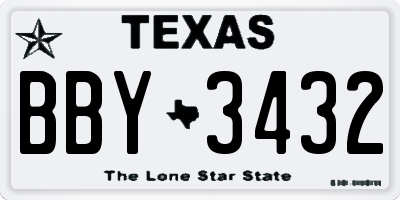 TX license plate BBY3432