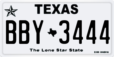 TX license plate BBY3444