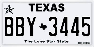 TX license plate BBY3445