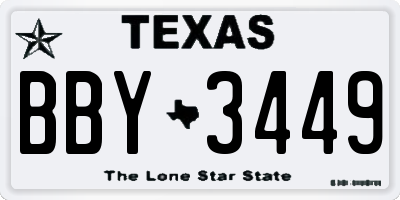 TX license plate BBY3449