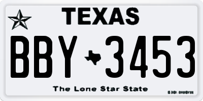TX license plate BBY3453