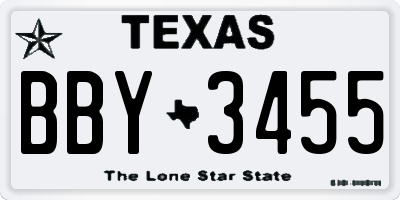 TX license plate BBY3455