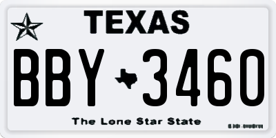 TX license plate BBY3460