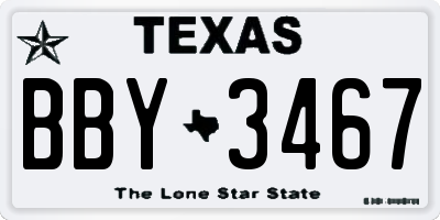 TX license plate BBY3467