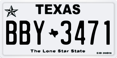 TX license plate BBY3471
