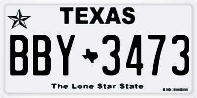 TX license plate BBY3473