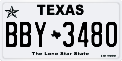 TX license plate BBY3480