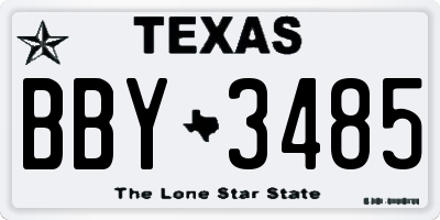 TX license plate BBY3485