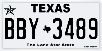 TX license plate BBY3489