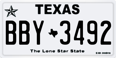 TX license plate BBY3492