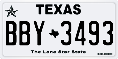 TX license plate BBY3493