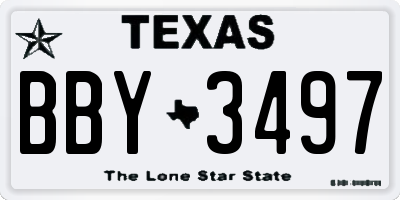 TX license plate BBY3497