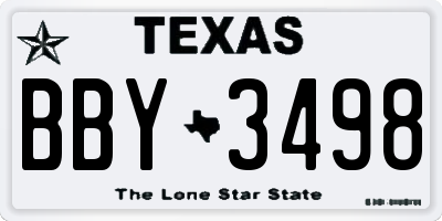TX license plate BBY3498