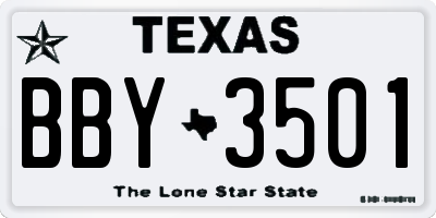 TX license plate BBY3501