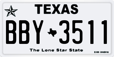 TX license plate BBY3511