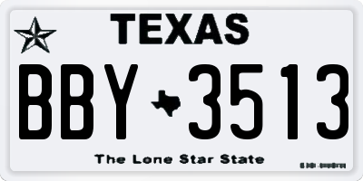 TX license plate BBY3513