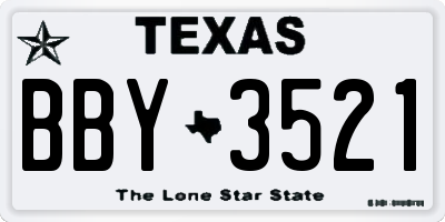 TX license plate BBY3521
