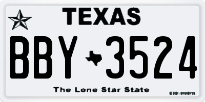 TX license plate BBY3524