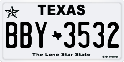 TX license plate BBY3532