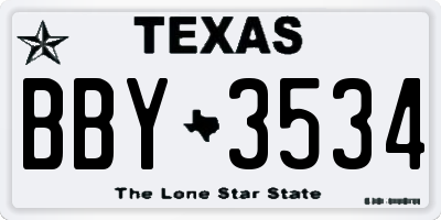 TX license plate BBY3534
