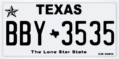 TX license plate BBY3535