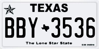 TX license plate BBY3536