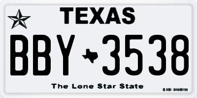 TX license plate BBY3538
