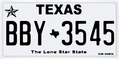 TX license plate BBY3545