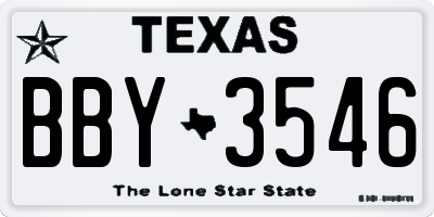 TX license plate BBY3546