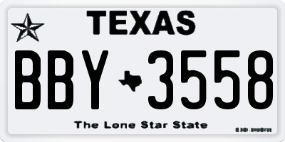 TX license plate BBY3558
