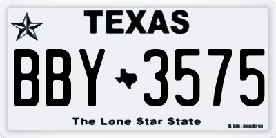 TX license plate BBY3575