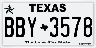 TX license plate BBY3578