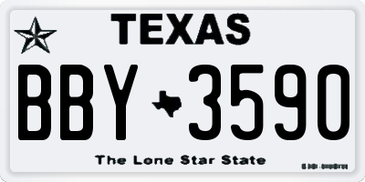 TX license plate BBY3590